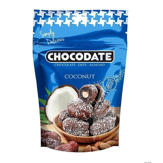 Финики 100г с миндалем в молочном шоколаде с кокосом ОАЭ