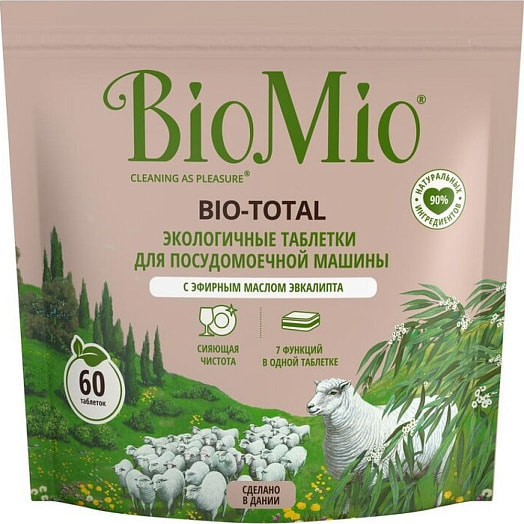 Таблетки для посудомоечной машины Bio-Total с маслом эвкалипта, 60шт SPLAT Дания BIOMIO