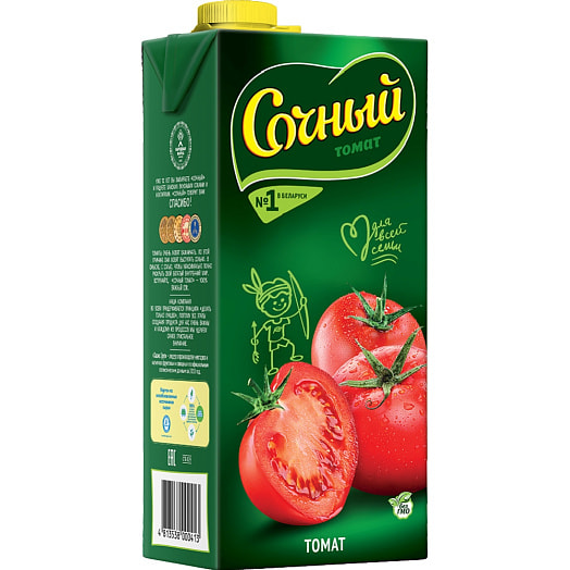 Сок 2л тетра-пак томат с мякотью с солью Оазис Груп Беларусь Сочный