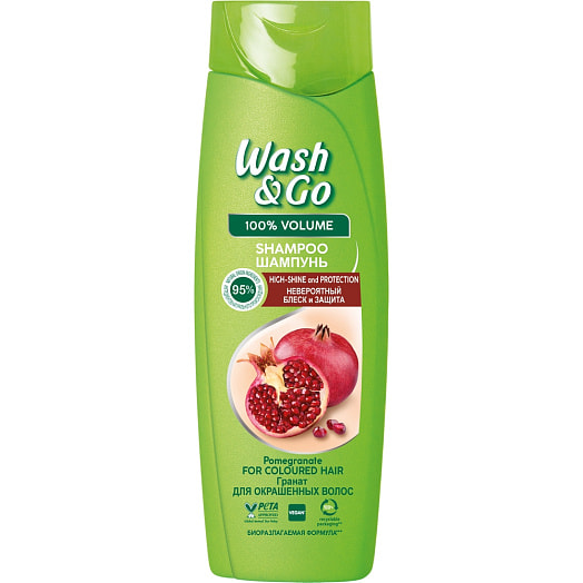 Шампунь Wash Go Гранат для окрашенных волос 360мл блеск и защита Контерус Италия Wash  Go