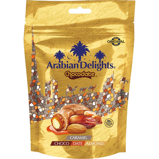 Финики с миндалем Arabian Delights в карамельной, молочной глазури 90г ОАЭ Arabian Delights