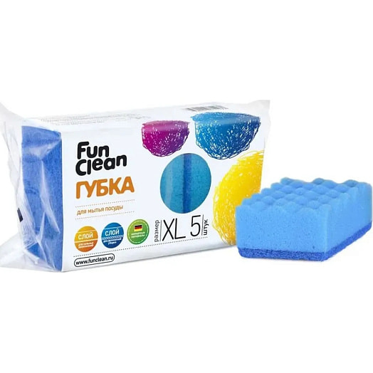 Губка для посуды Fun Clean XL (5шт) Россия