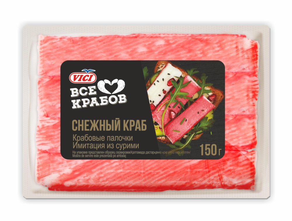 Крабовые палочки Vici Снежный краб охл 150г Россия | Купить с доставкой |  Перекресток