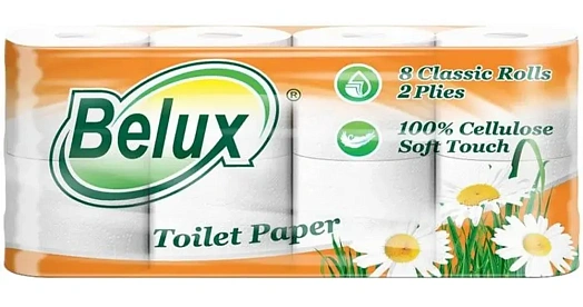 Туалетная бумага Belux 2-х слойная 8 рулонов ООО Семья и Комфорт Россия
