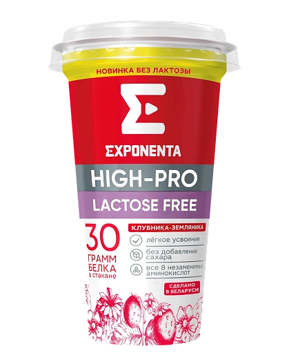 Напиток к/м Exponenta Хай-Про безлактозный Клубника, земляника 250г СООО Белсыр Беларусь Exponenta