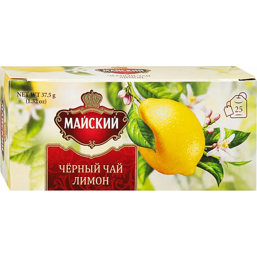 Чай Майский Лимон (25пак*1.5гр) 37.5г КОМПАНИЯ МАЙ Россия