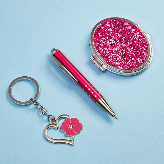 Набор подарочный 3в1 (ручка, зеркало, брелок) арт.1124079 Китай