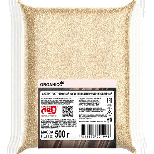 Сахар тростниковый Organico 500г коричневый USINA MONTE ALEGRE S/A O/B ENERGY COMMERCE Бразилия