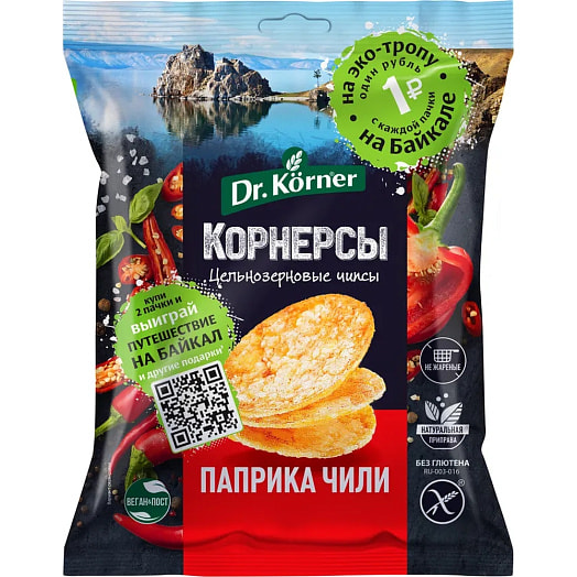 Чипсы Dr.Korner 50г кукурузно-рисовые с паприкой и чили Россия