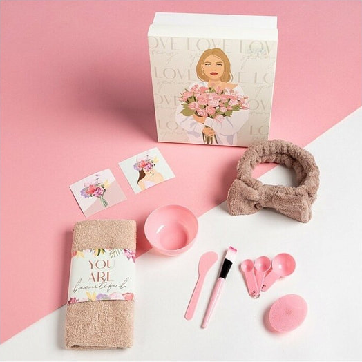 Набор подарочный Этель Spring (полотенце, аксессуары, 4пр) арт.7546505 Россия