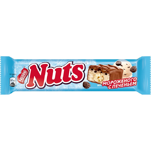 Конфета NUTS с фундуком 60г со вк.морож. и кусочками печенья ОООНестле Россия Россия NUTS