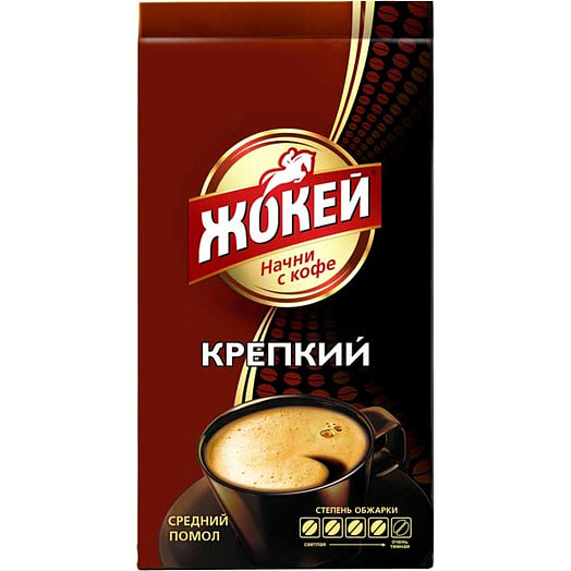 Кофе Жокей Крепкий 225г в/у жареный молотый Россия