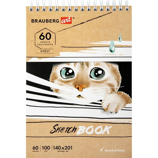 Скетчбук Brauberg Art 140*201мм 60л на гребне арт.115062 Россия