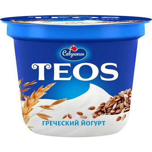 Йогурт Греческий TEOS 2% 250мл пл/стак. Злаки с клетчаткой льна Савушкин продукт Беларусь