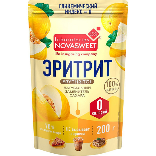 Столовый подсластитель Новасвит Эритрит Дынный сахар 200г ООО НоваПродукт АГ Россия