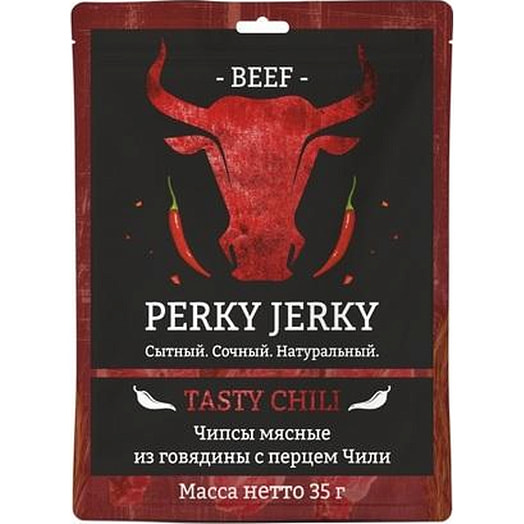 Чипсы мясные Perky Jerky из говядины с перцем чили 35г ЧП Аниаск Беларусь