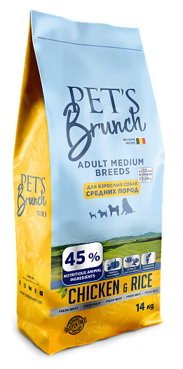 Корм сухой Pets Brunch для собак средних пород 14кг ПЭТС ФУД Беларусь Pets Brunch