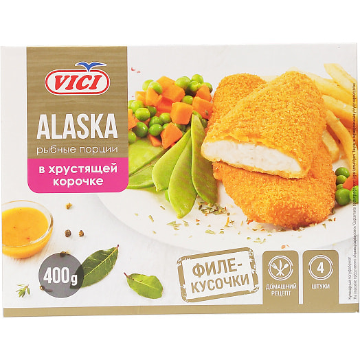 П/ф из минтая филе-кусочки в хрустящей корочке Alaska 400г обжаренный зам. Вичюнай Русь ООО Россия VICI