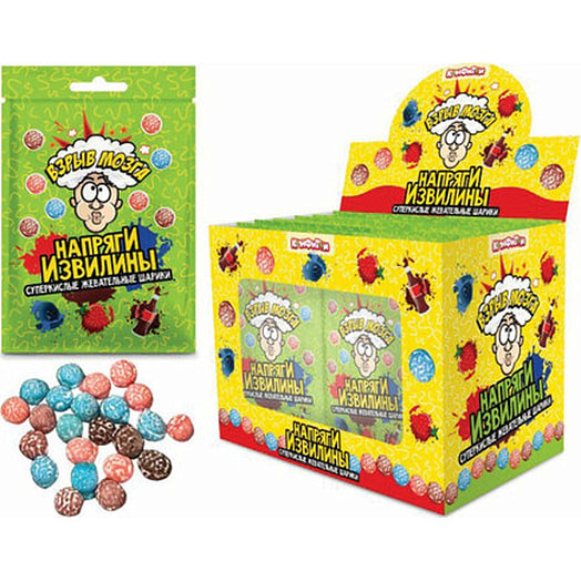 Жевательные конфеты Напряги извилины Клубника, голубика, кола 12г Китай