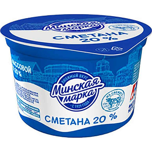 Сметана Сметана Минская марка 20% 180г пл/стак. ММЗ N1 Беларусь