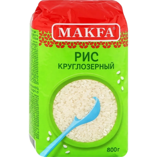 Рис Макфа шлифованный круглозерный 800г АО Макфа Россия