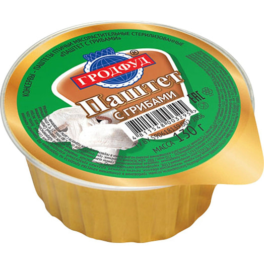 Консервы паштетные из мяса цыпленка-бройлера с грибами 100г СООО Квинфуд Беларусь