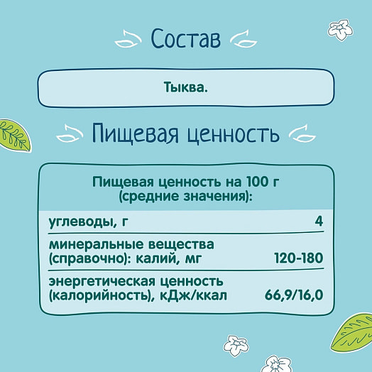 Пюре 80г ст/б тыквенное АО Прогресс Россия
