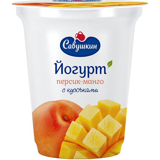 Йогурт Савушкин 2% 350г персик-манго Беларусь
