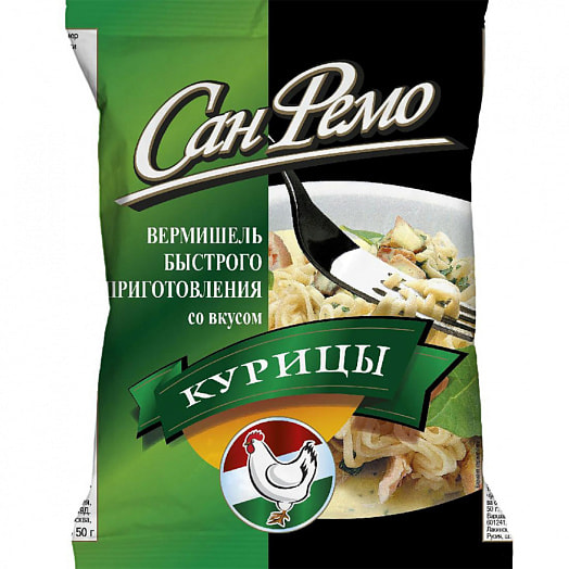 Вермишель б/приг со вкусом курицы (пакет) 50г тм САНФЕМО Россия