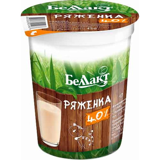 Ряженка 4% 380мл пл/стак. ОАО Беллакт Волковыск Беларусь Беллакт