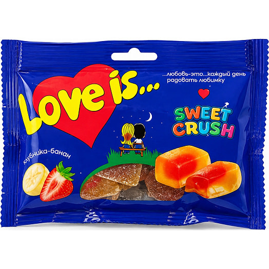 Конфеты Love is Банан, клубника 100г ОАО Красный мозырянин Беларусь