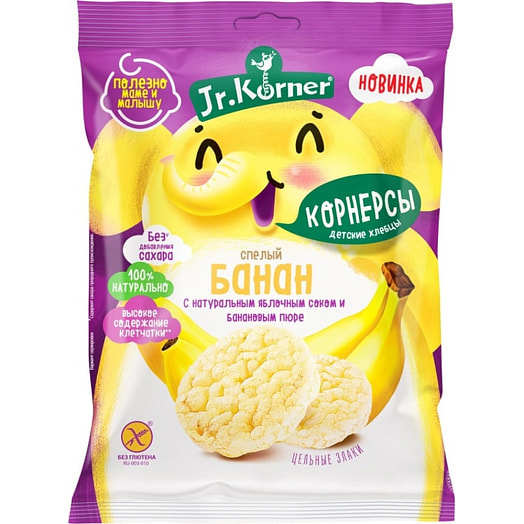 Хлебцы Jr. Korner хрустящие 30г рисовые  с бананом Россия