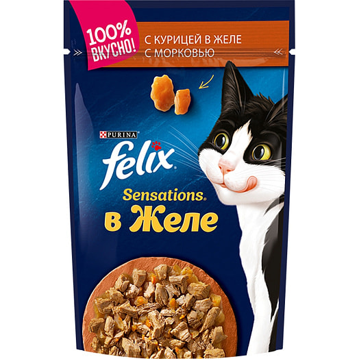 Корм Felix Sensations 75г пауч в желе курица морковь ООО Нестле Россия Россия Purina