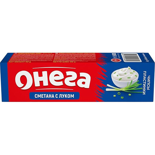 Чипсы Онега пластинки 90г сметана-лук ООО Азбука снеков Беларусь Онега