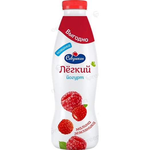 Йогурт Лёгкий Малина-земляника 1% 900г ПЭТ Савушкин продукт Беларусь Савушкин