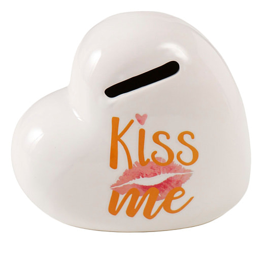 Копилка керамическая Белое сердце - Kiss me 11х5х10,5см арт.9735428 Китай