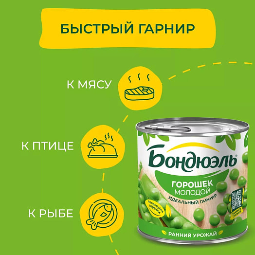 Горошек зеленый молодой 400г ж/б Венгрия Bonduelle