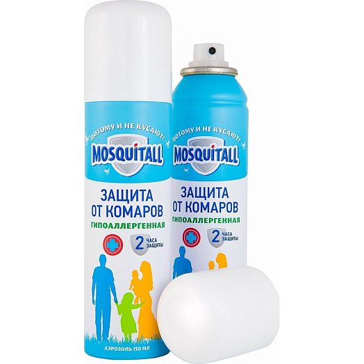 Аэрозоль от комаров MOSQUITALL Гипоаллергенная защита 150мл Россия