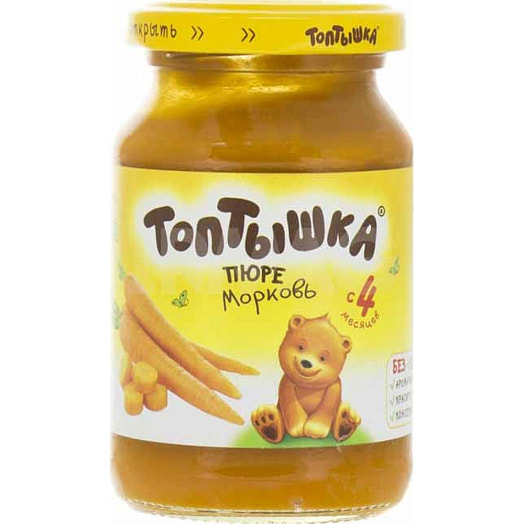 Пюре Топтышка из моркови 190г ст/б с 5мес Малоритский КОСЗ Беларусь