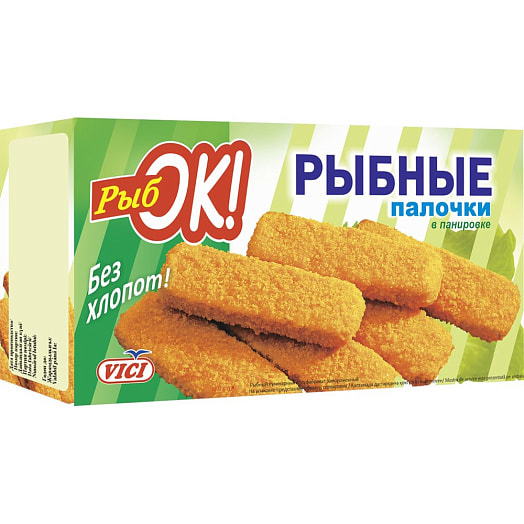 Рыбные палочки 300г из фарша рыбного в панировке обжаренные зам. Вичюнай Русь ООО Россия VICI