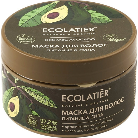 Маска для волос Питание и сила 250мл авокадо ООО ЭкоЛаборатория Россия Ecolatier Green