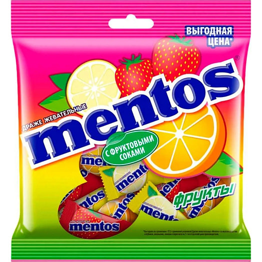 Драже жевательные Ментос Фрукты 70г ООО Перфетти Ван Мелле Китай