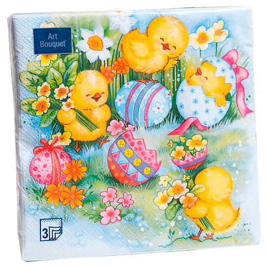 Салфетки бумажные АртБукет Пасхальные игры (3сл, 20шт, 33*33см) арт.7797502 Россия