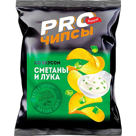 Чипсы PRO-Чипсы из картофеля со вкусом сметаны и лука 60г Россия
