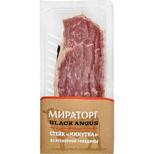 Стейк Минутка 190г лоток из мраморной говядины ООО Брянская мясная компания Россия Мираторг
