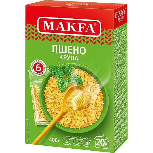 Крупа пшено Макфа (6 порций) 400г шлифованное Россия