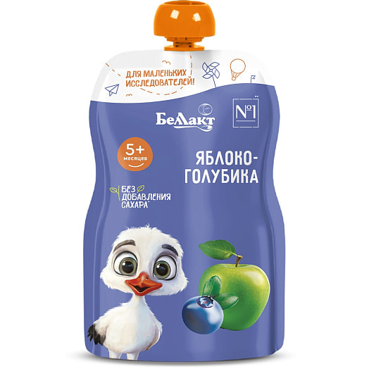 Пюре для дет/пит из яблок и голубики 90г Волковысское ОАО Беллакт Беларусь ООО Беллакт-Столица