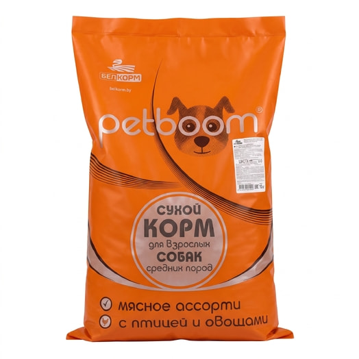 Сухой корм для взрослых собак Petboom 10кг мясное ассорти Беларусь