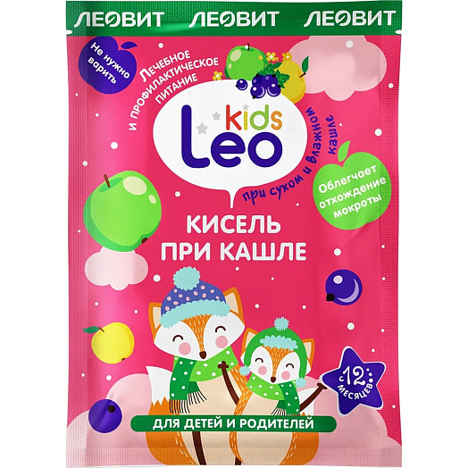 Кисель при кашле Leo Kids 12г для детей ООО Леовит Нутрио Россия Леовит