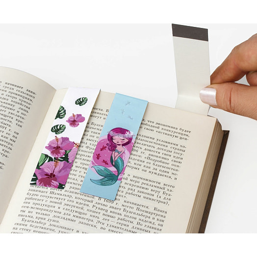 Закладки для книг с магнитом Русалочка (6шт, 25x196 мм, блестки) арт.111644 Россия ЮНЛАНДИЯ